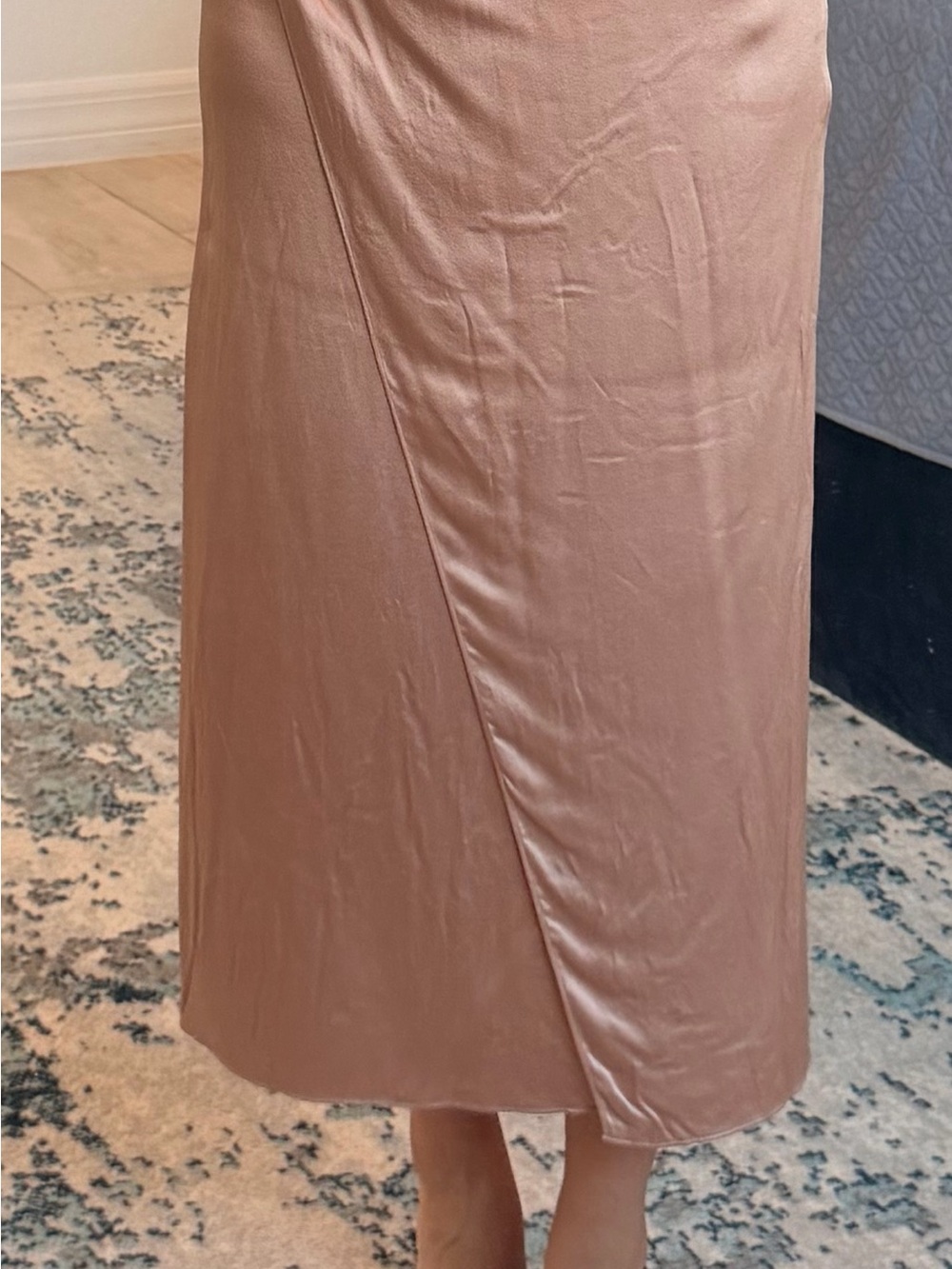 Vince Drape Panel Silk Satin Midi Skirt - Picture 3 of 6